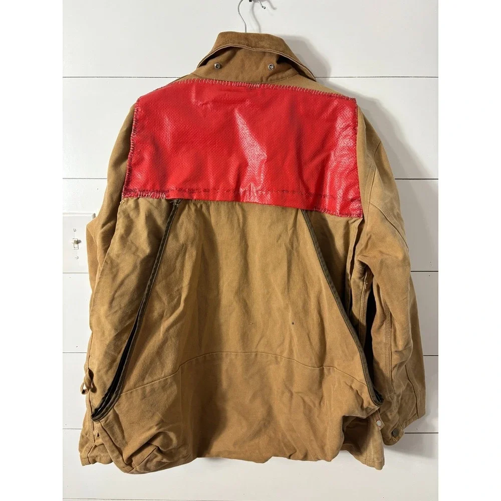 VTG Carhartt 80's Hunting Field Jacket Size XXL Game Pouch Mens Canvas Corduroy